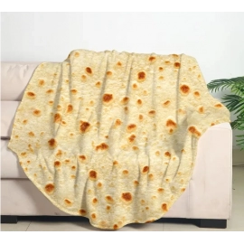 1pc Soft and Warm Mexican Tortilla Print Flannel Blanket for Couch, Sofa, Office, Bed, Camping, and Traveling