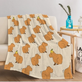 Trembling Capybara Blanket Printed Throw Blanket Plush Fluffy Flannel Fleece Blanket Soft Throws for Sofa Couch and Bed