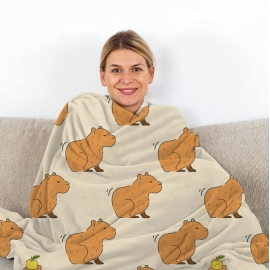 Trembling Capybara Blanket Printed Throw Blanket Plush Fluffy Flannel Fleece Blanket Soft Throws for Sofa Couch and Bed