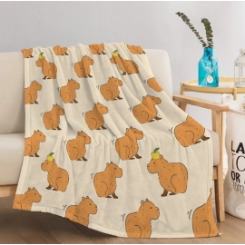 Trembling Capybara Blanket Printed Throw Blanket Plush Fluffy Flannel Fleece Blanket Soft Throws for Sofa Couch and Bed